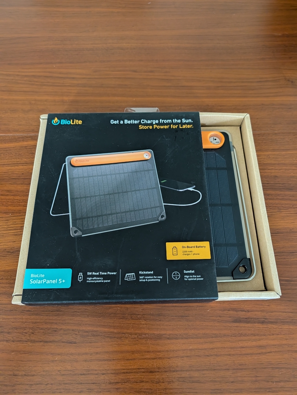 BioLite SolarPanel 5+ Portable Solar Charger USB Power Bank for Camping Outdoors